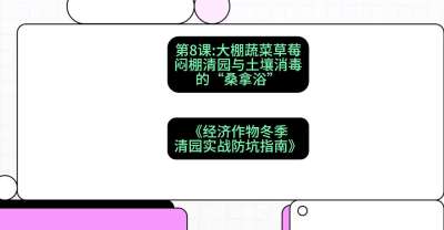 第8节：【大棚蔬菜草莓】闷棚清园与土壤消毒的&ldquo;桑拿浴&rdquo;，课程：《经济作物冬季清园&middot;实战防坑指南》#识农AI