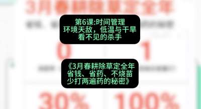 第6节：时间管理环境天敌，低温与干旱&mdash;&mdash;看不见的杀手，课程：《3月春耕除草定全年：省钱、省药、不烧苗、少打两遍药的秘密》